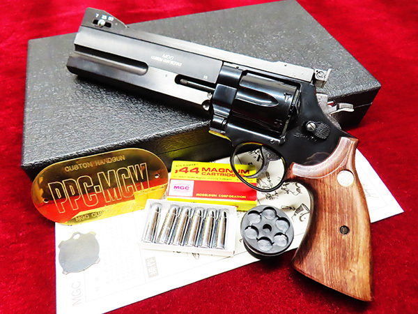 廃盤 激レア SPG刻印あり MGC .44 MAGNUM PPCカスタム リボルバー 6インチ 紫檀木製グリップ モデルガン
